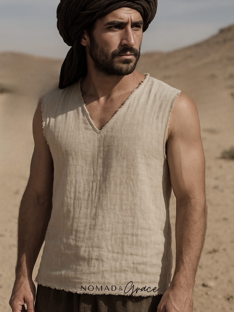 Faiz Sleeveless Linen Shirt-zoom-
