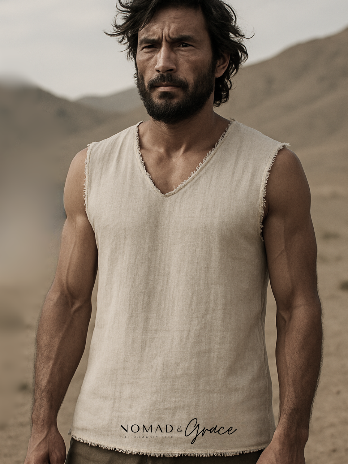 Faiz Sleeveless Linen Shirt-zoom-2