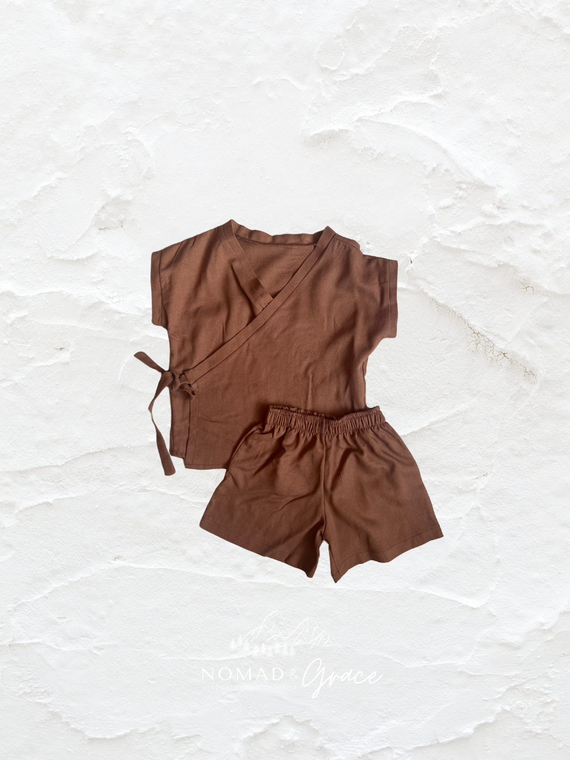 Kimono Two Piece Pants Set - Summer {Chocolate}-1