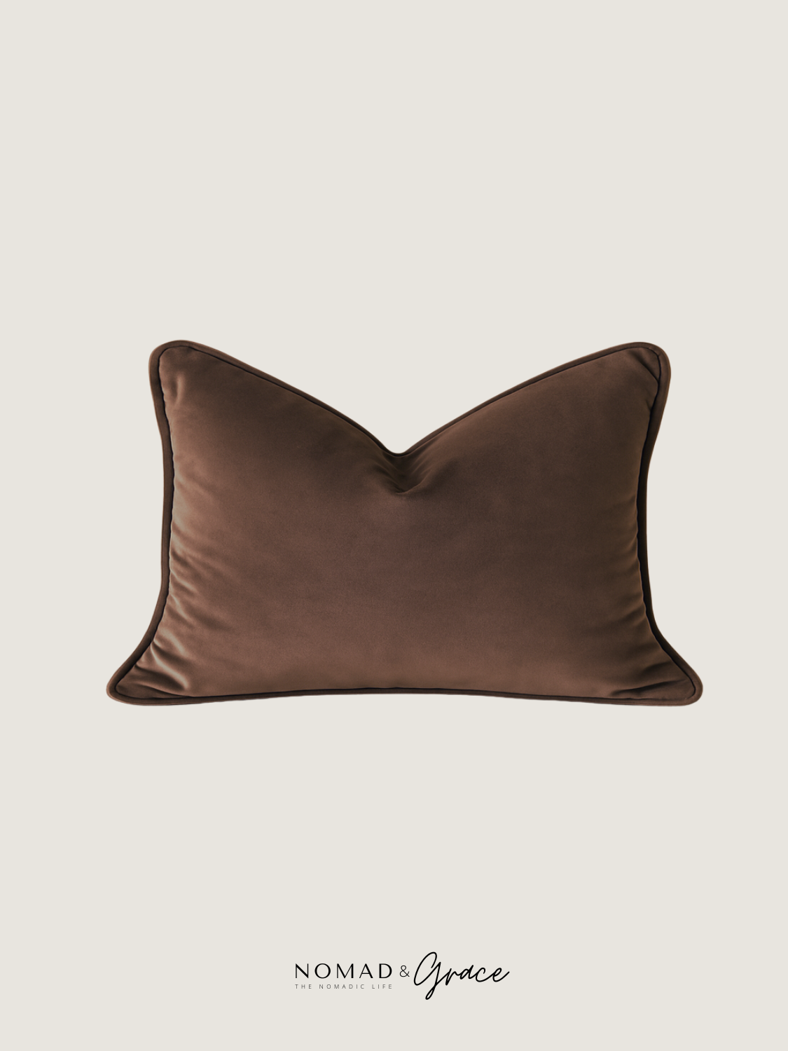 Chocolate Velvet Pillow Cover - Welted Edges-zoom-3