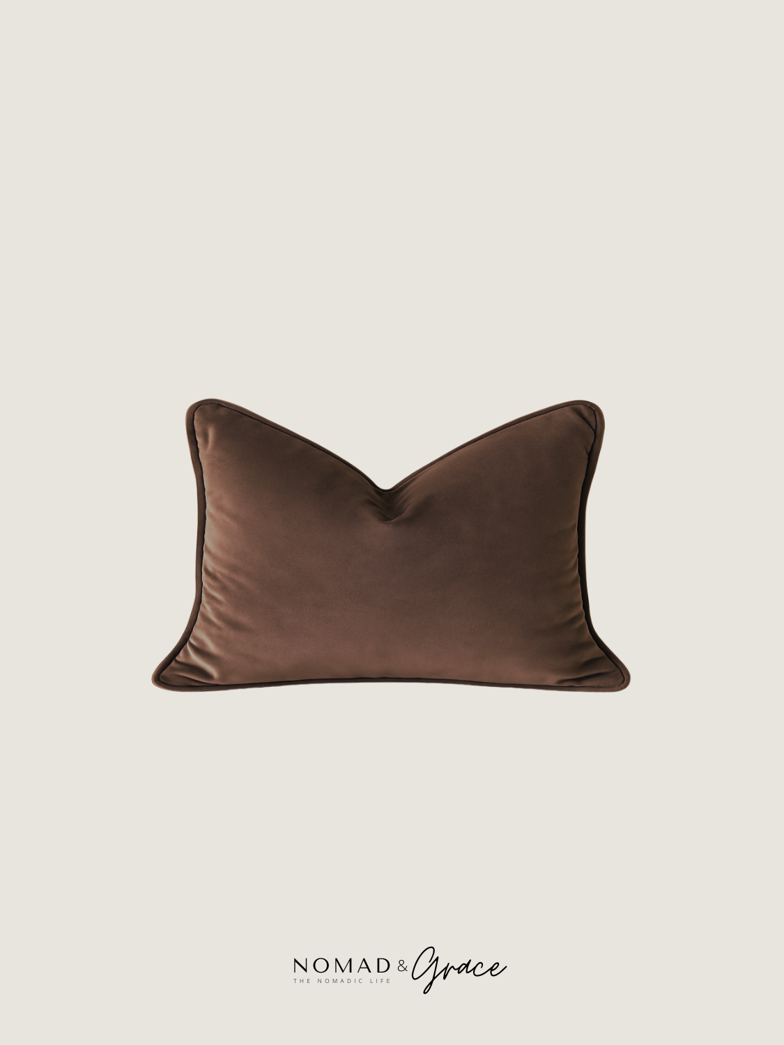 Chocolate Velvet Pillow Cover - Welted Edges-4