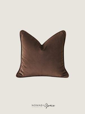 Open image in slideshow, Chocolate Velvet Pillow Cover - Welted Edges
