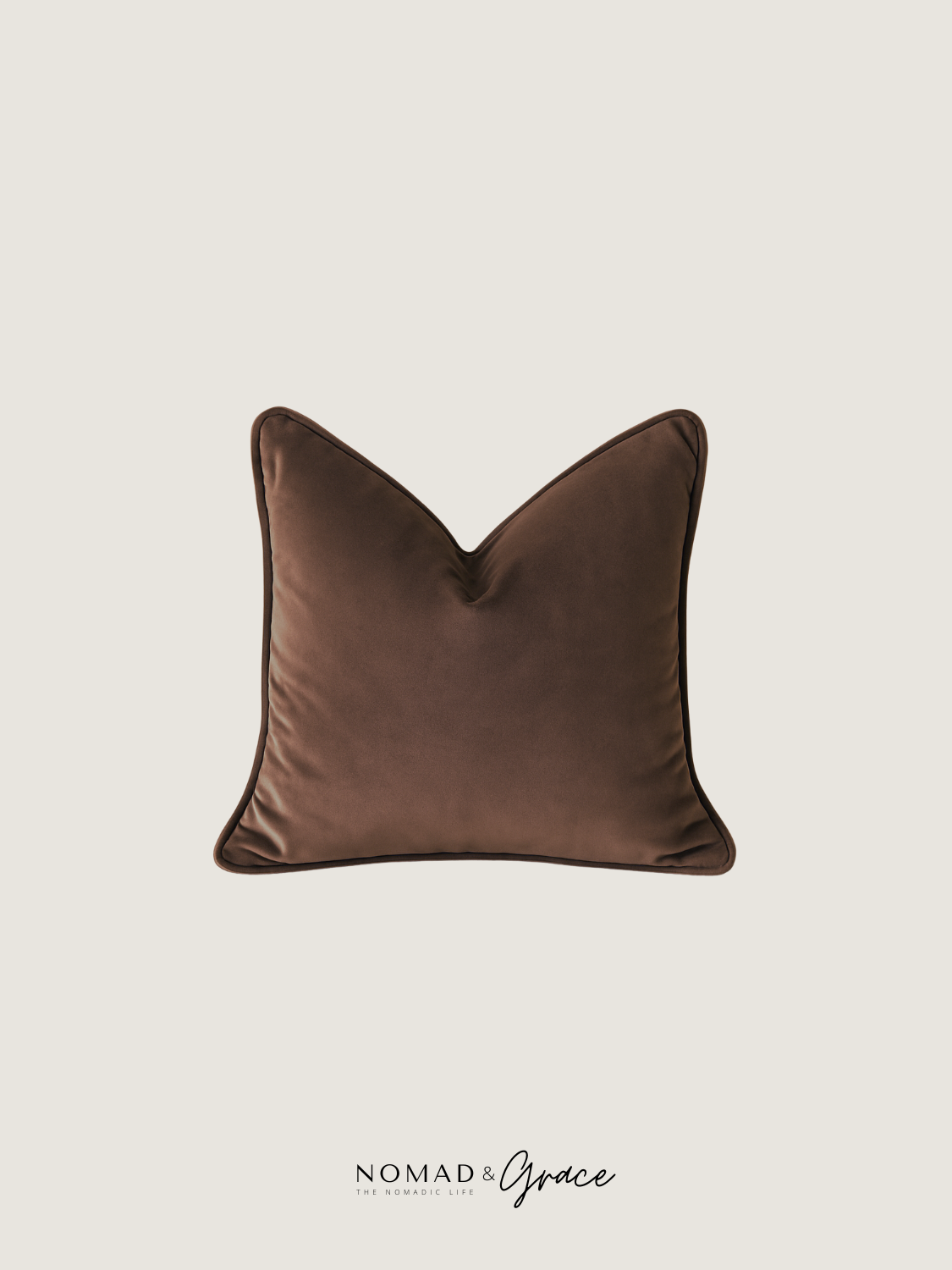 Chocolate Velvet Pillow Cover - Welted Edges
