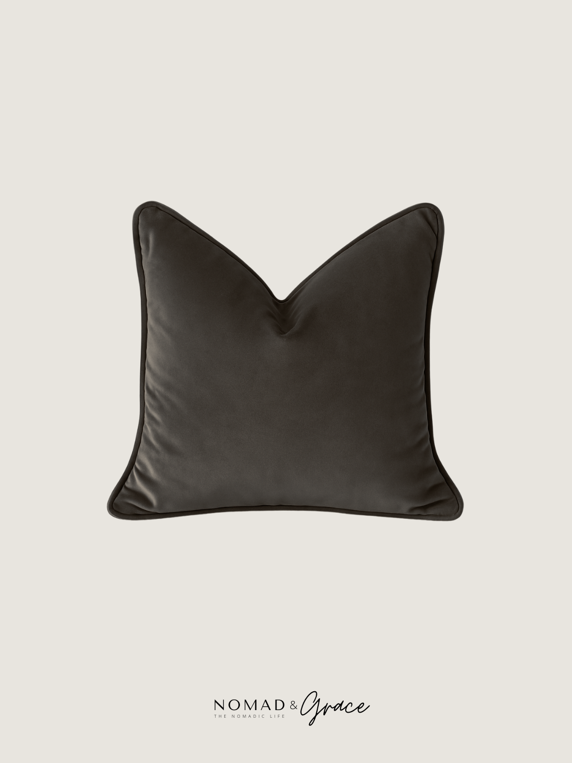 Coal Velvet Pillow Cover - Welted Edges-zoom-3