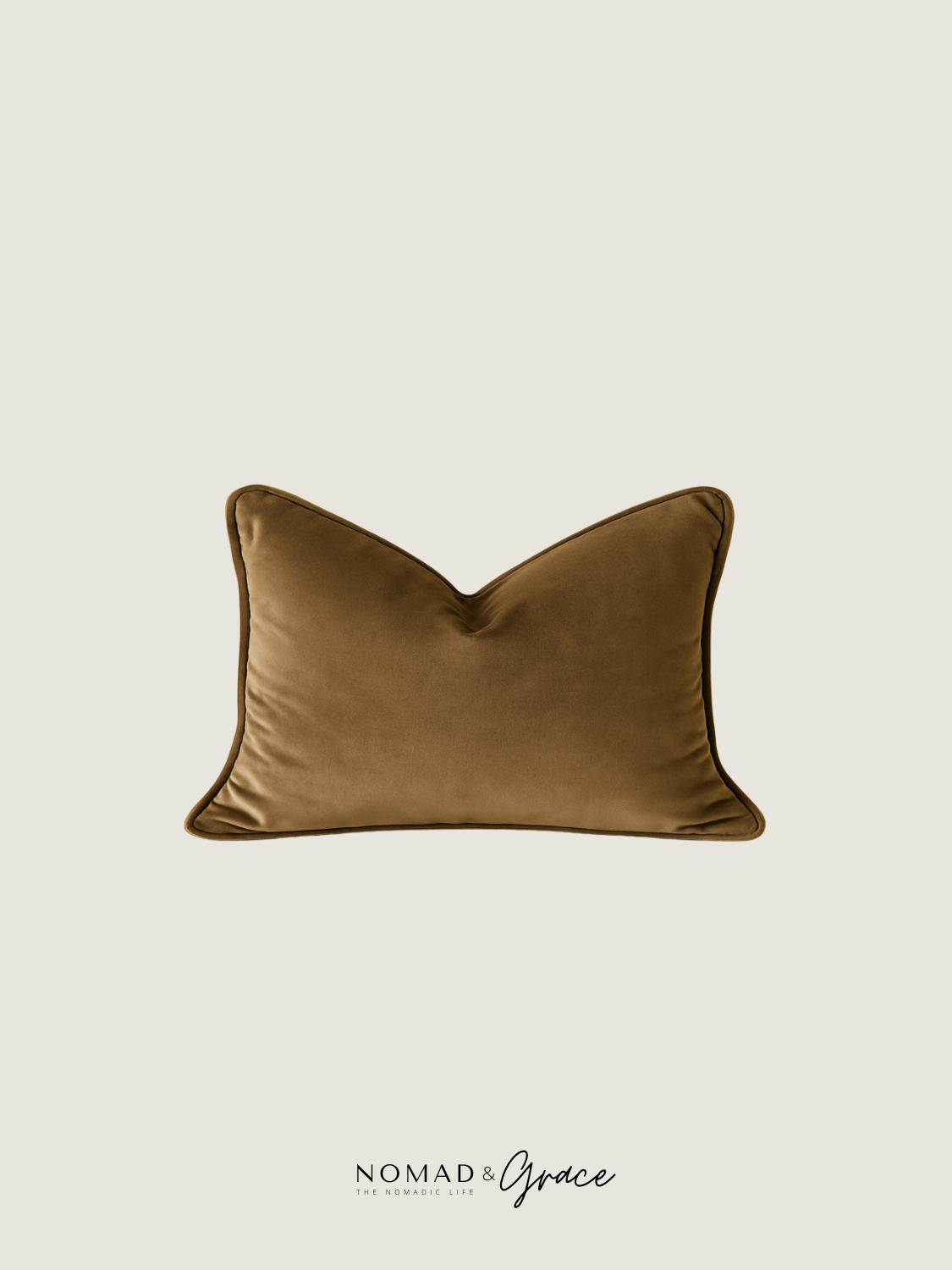 Dusty Brass Velvet Pillow Cover - Welted Edges-2