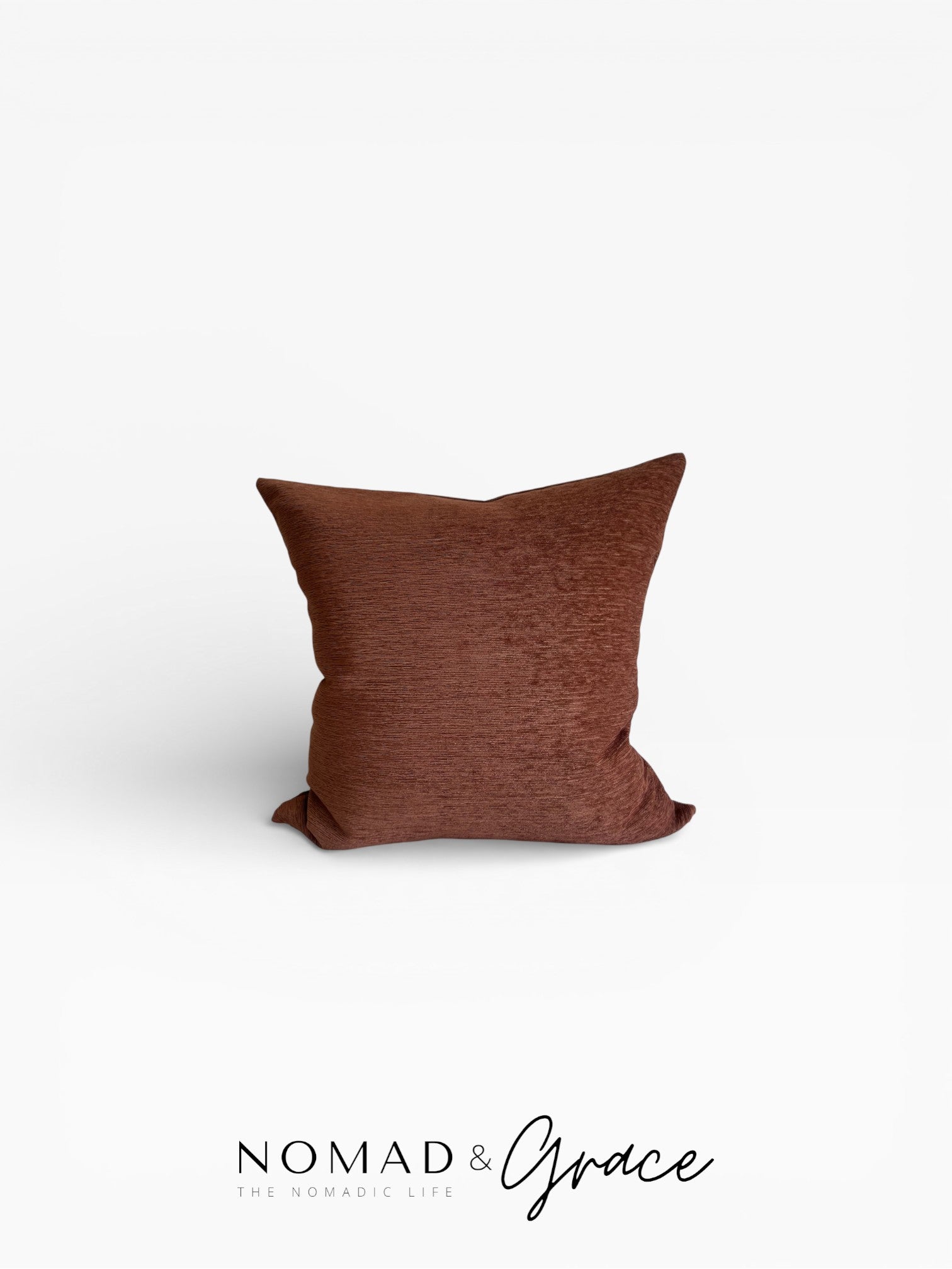 Luṭf (لُطف) Rust Textured Velvet Cushion Cover – Black & Natural