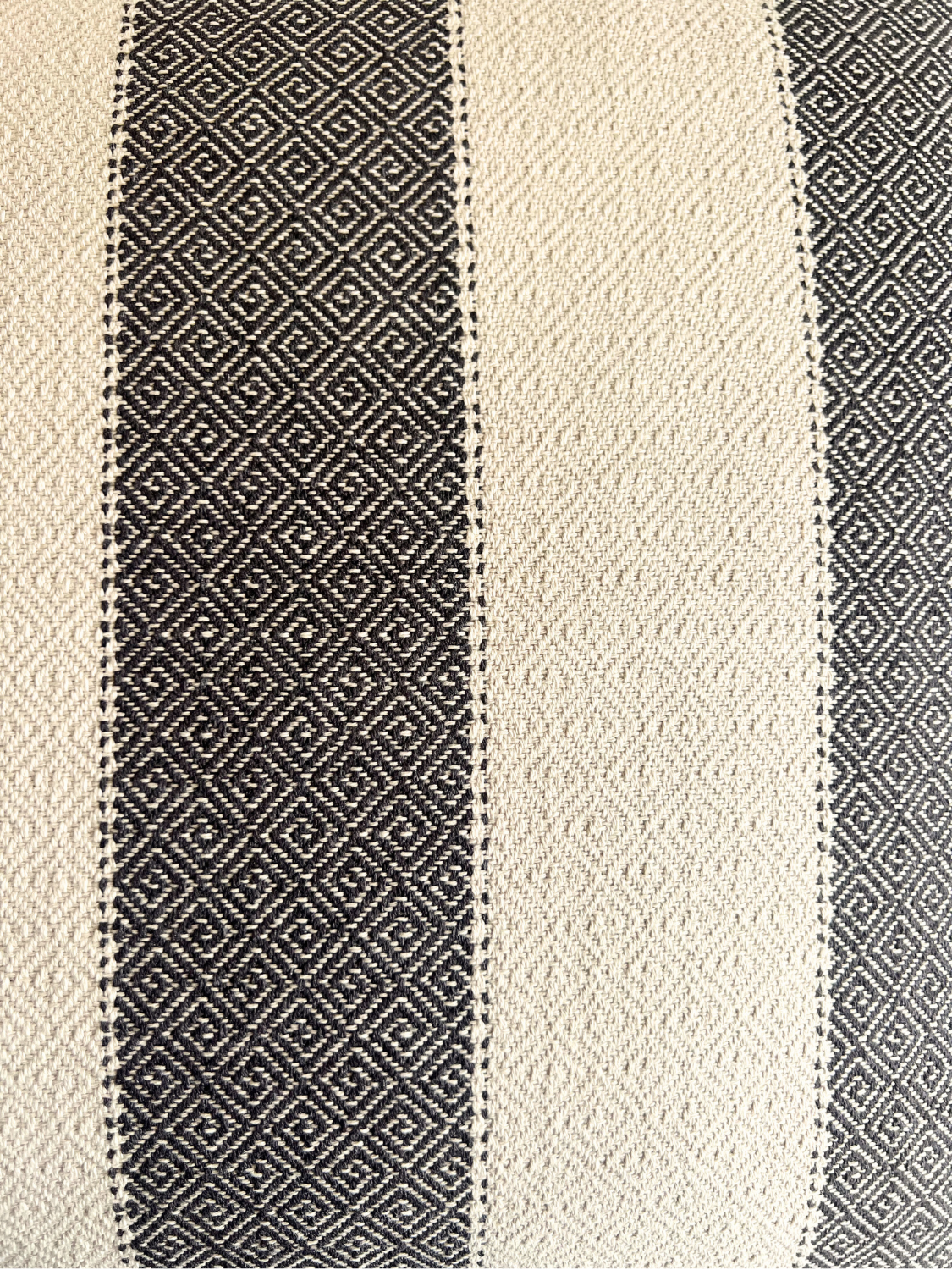 Uns (أُنس) Vintage Cotton Cushion Cover – Black & Natural-2