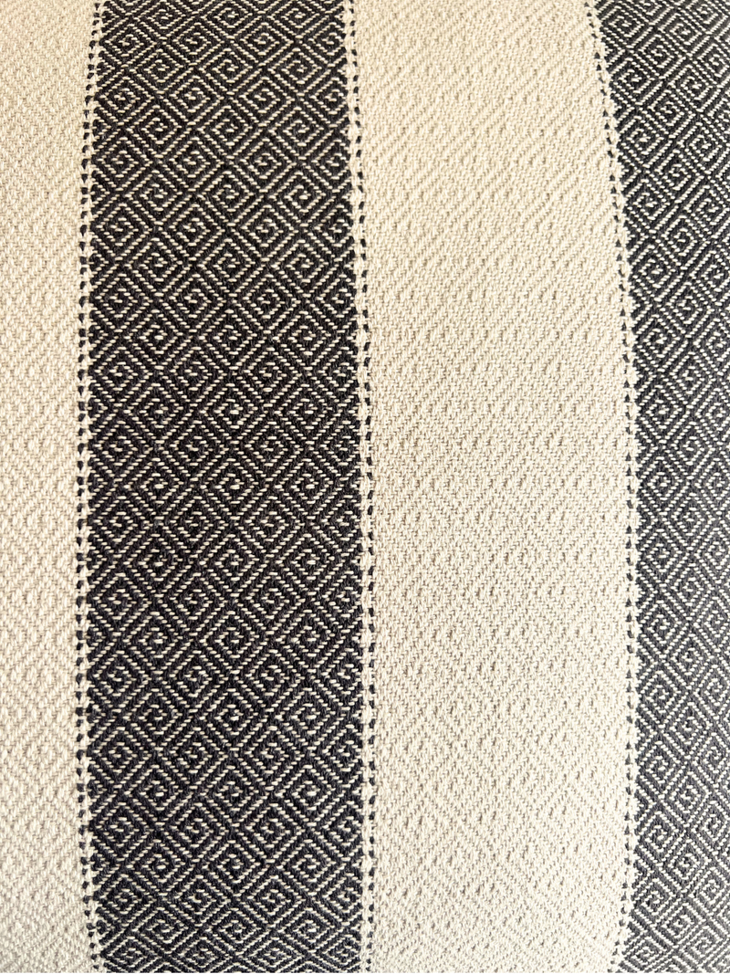 Uns (أُنس) Vintage Cotton Cushion Cover – Black & Natural-zoom-