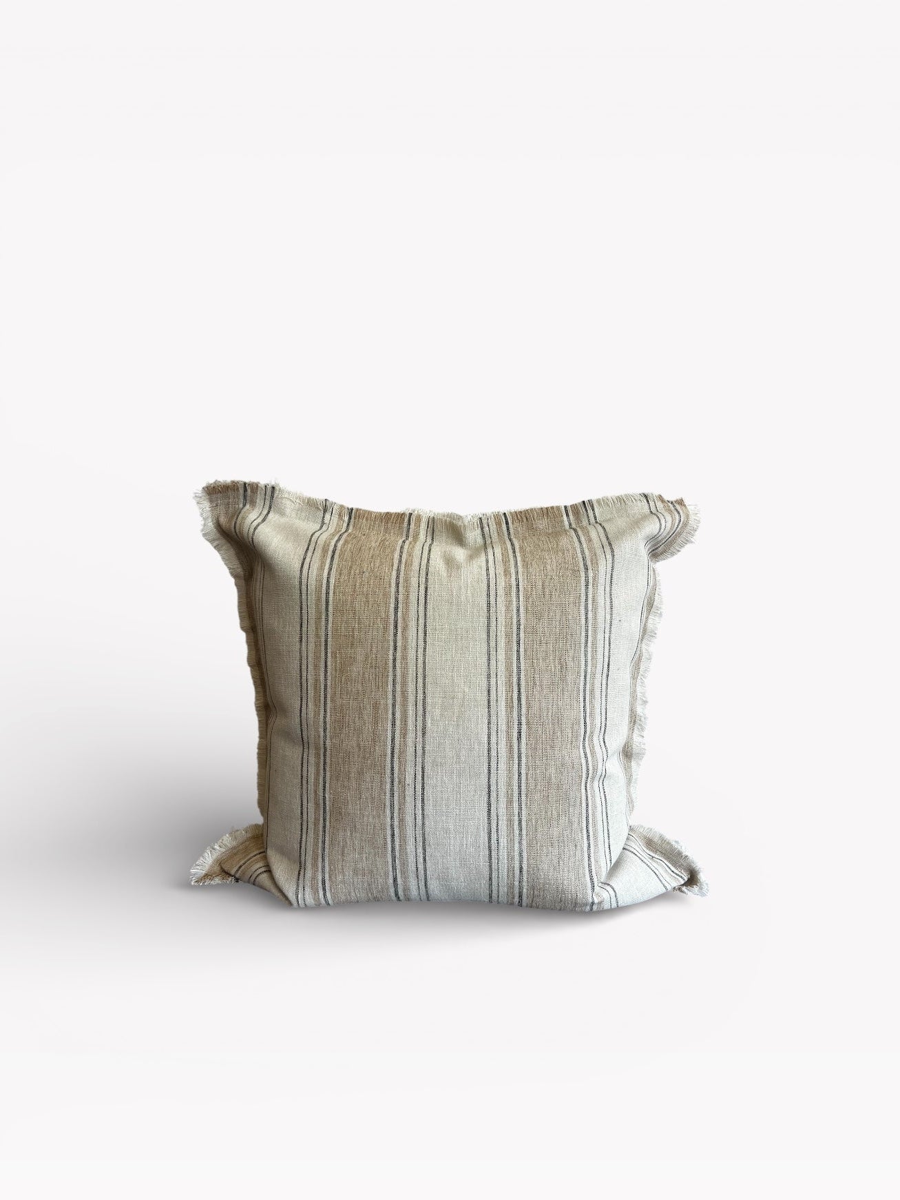 Aman (أمان) Pillow Cover - Beige and Black Vertical Stripe