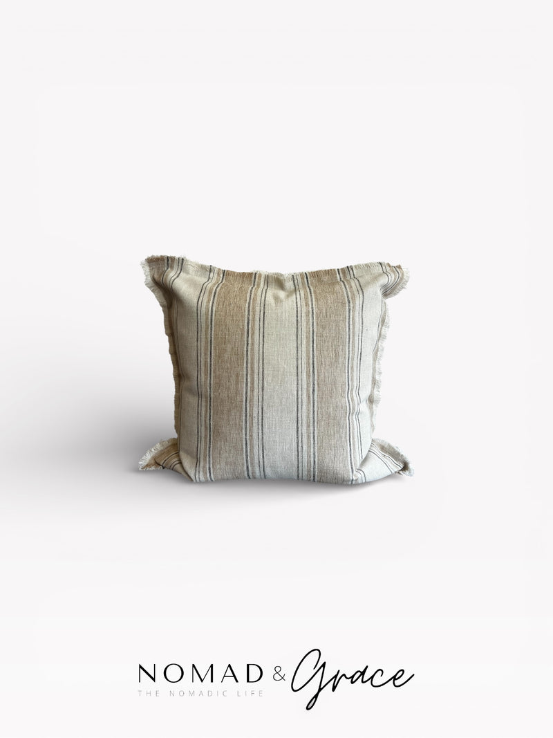 Aman (أمان) Pillow Cover - Beige and Black Vertical Stripe-zoom-