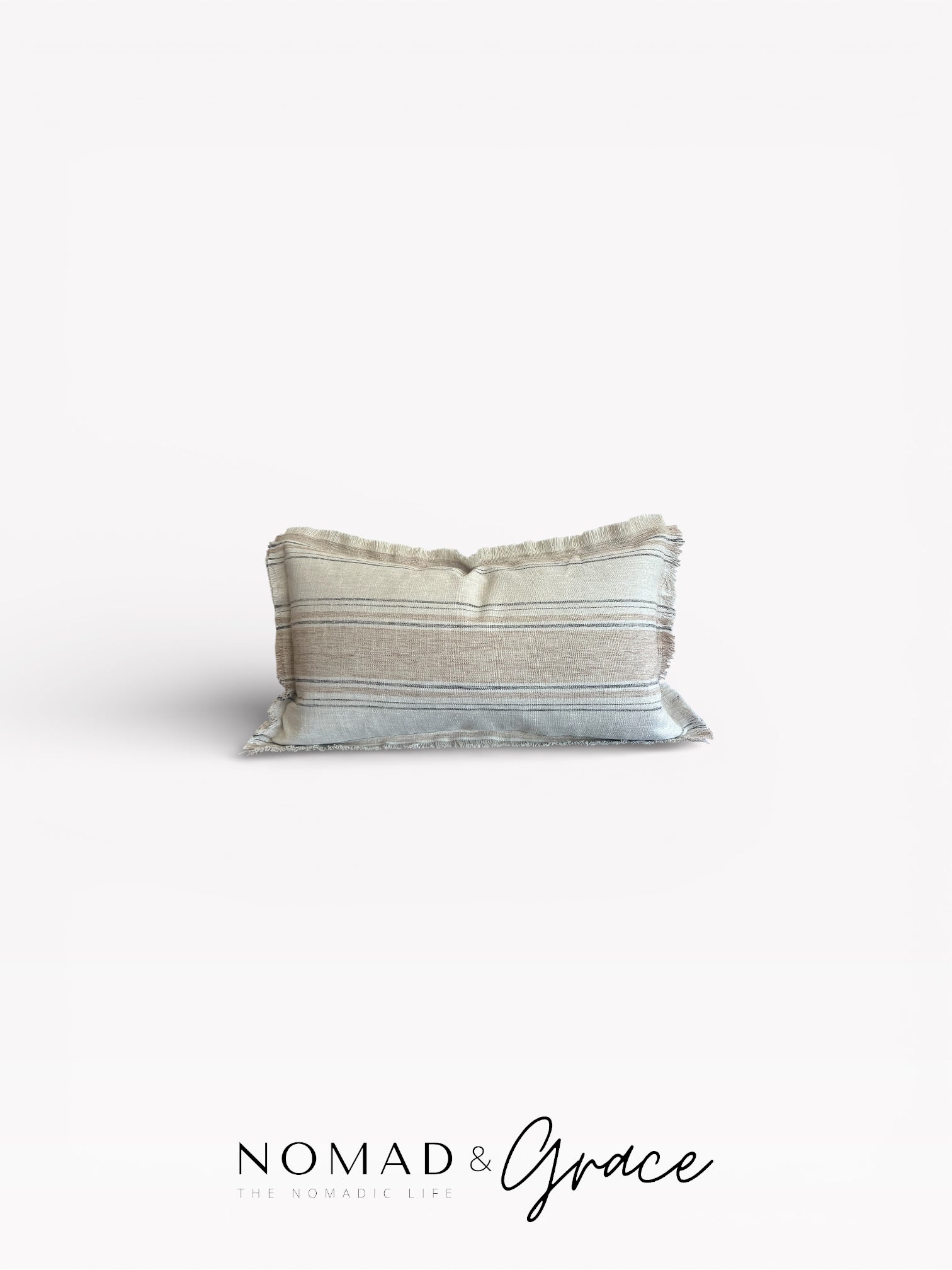 Aman (أمان) Pillow Cover - Beige and Black Vertical Stripe 35x70cm-1