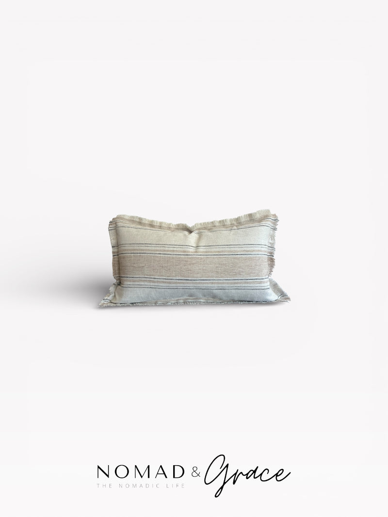 Aman (أمان) Pillow Cover - Beige and Black Vertical Stripe 35x70cm-zoom-