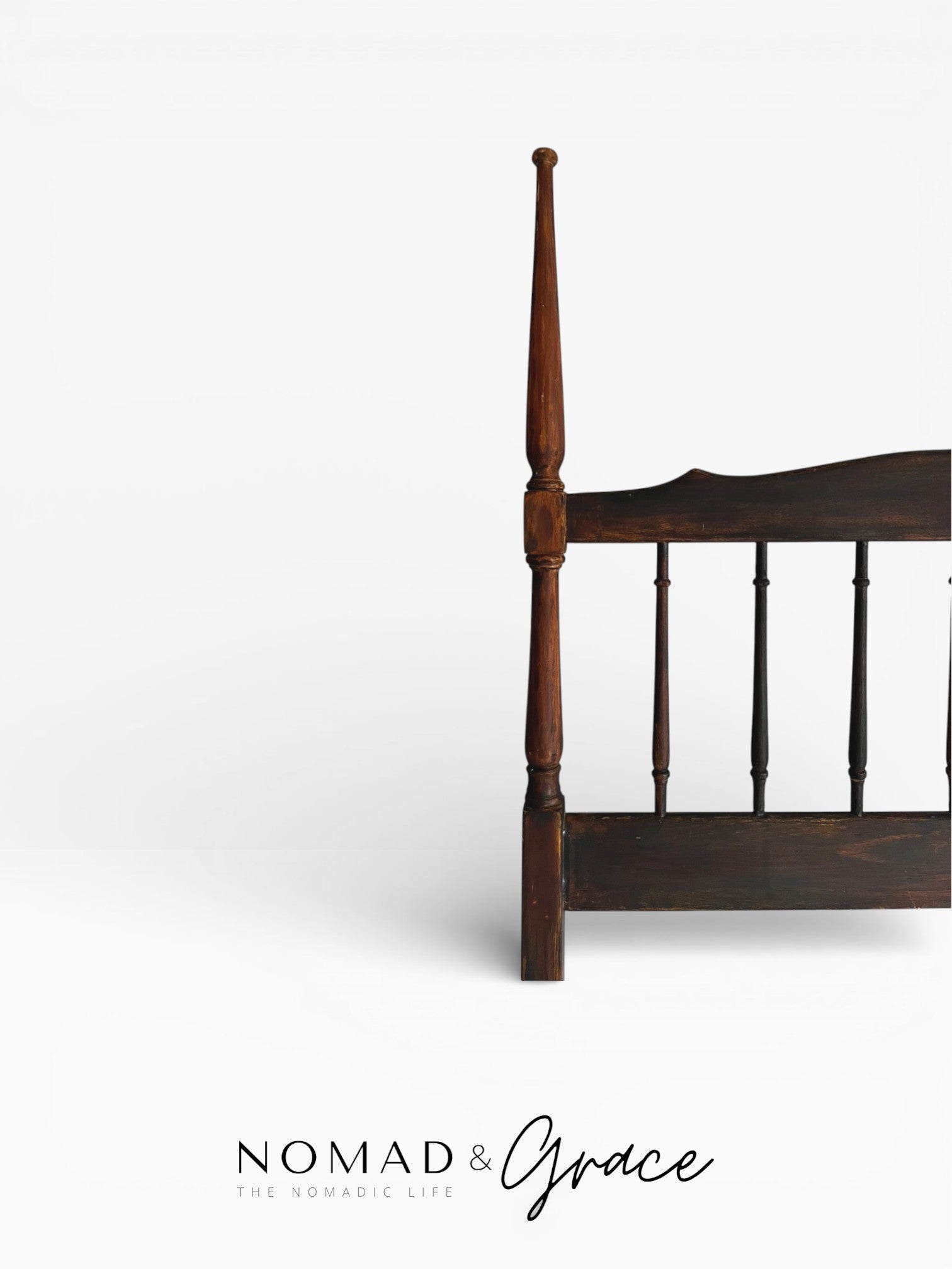 Vintage Mahogany Single Bed Headboard-2