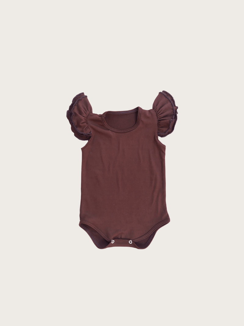 Short Sleeve Frill Sleeve Grow/Leotard (Chestnut)-zoom-