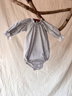 Nesa Frill Romper {Grey Gingham} - Nomad & Grace SA Nomad & Grace SA