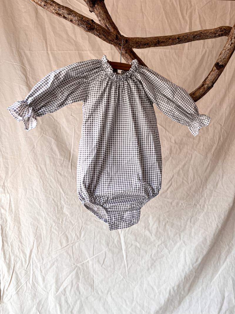 Nesa Frill Romper {Grey Gingham}-zoom-
