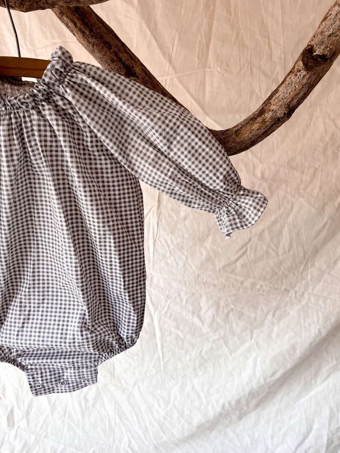 Nesa Frill Romper {Grey Gingham} - Nomad & Grace SA Nomad & Grace SA