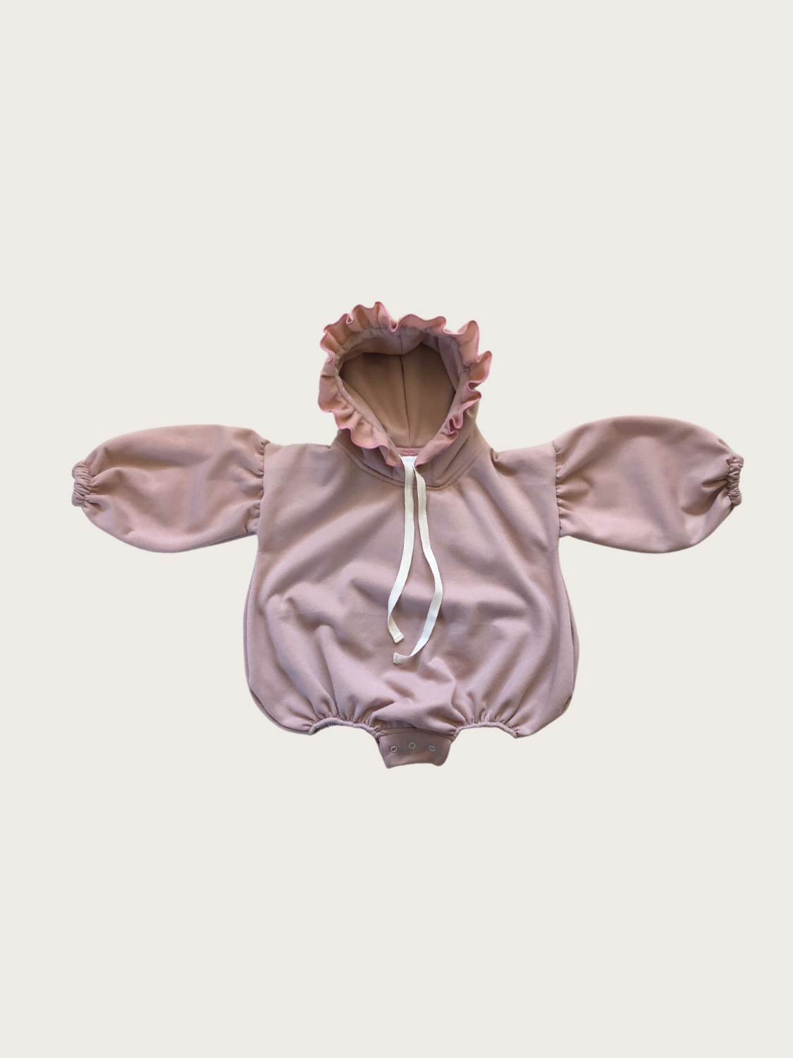 Hayati Puff Sleeve Sweatshirt Hooded Romper {Cotton Candy} - Nomad & Grace SA Nomad & Grace SA