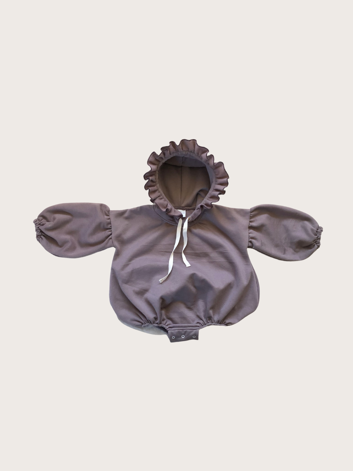 Hayati Puff Sleeve Sweatshirt Hooded Romper {Heather} - Nomad & Grace SA Nomad & Grace SA